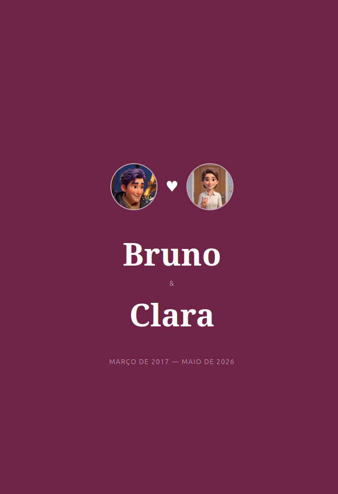 Slide de capa com Bruno e Clara